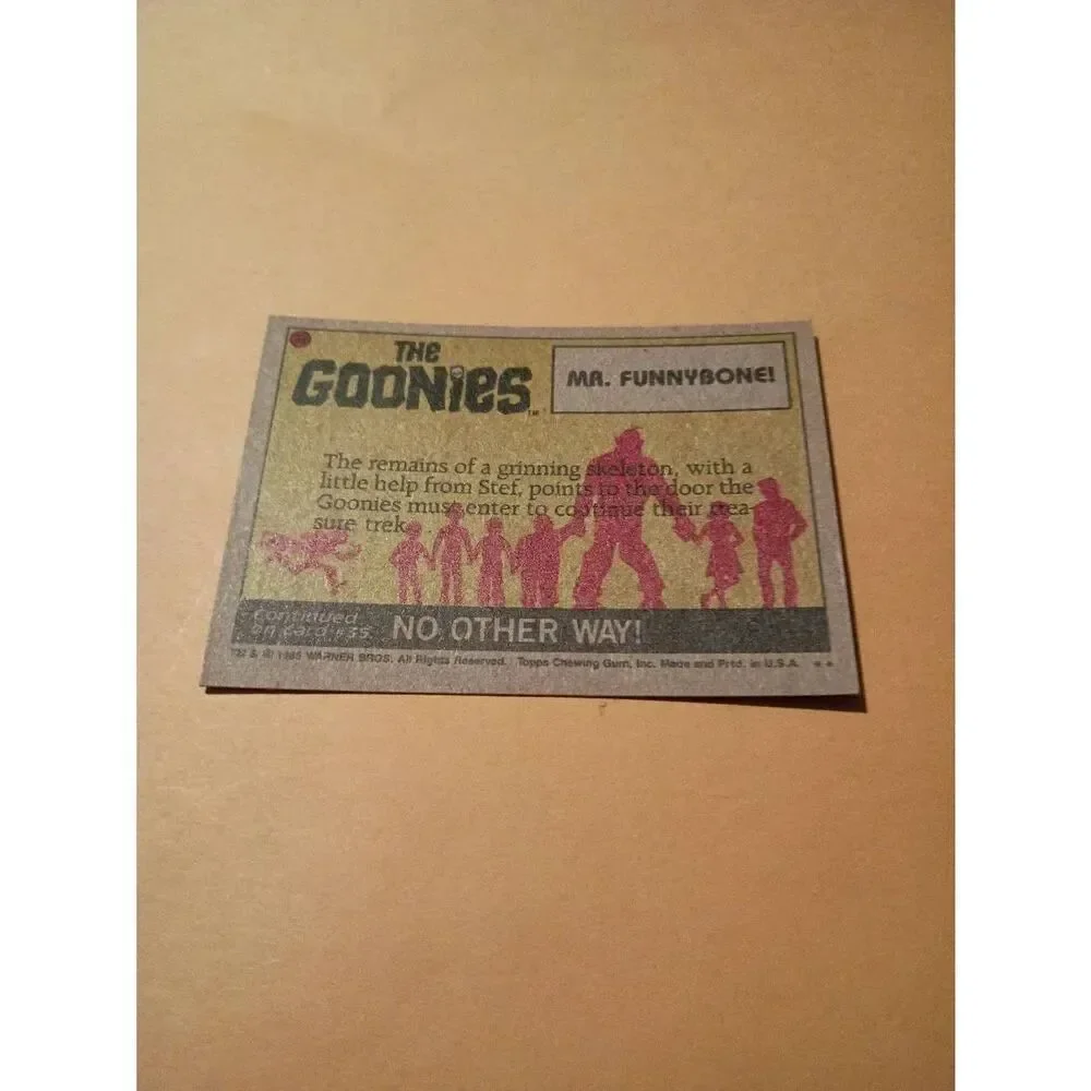 Vintage 1985 Warner Bros Topps Gum Goonies Trading Card #34 Mr Funnybone!